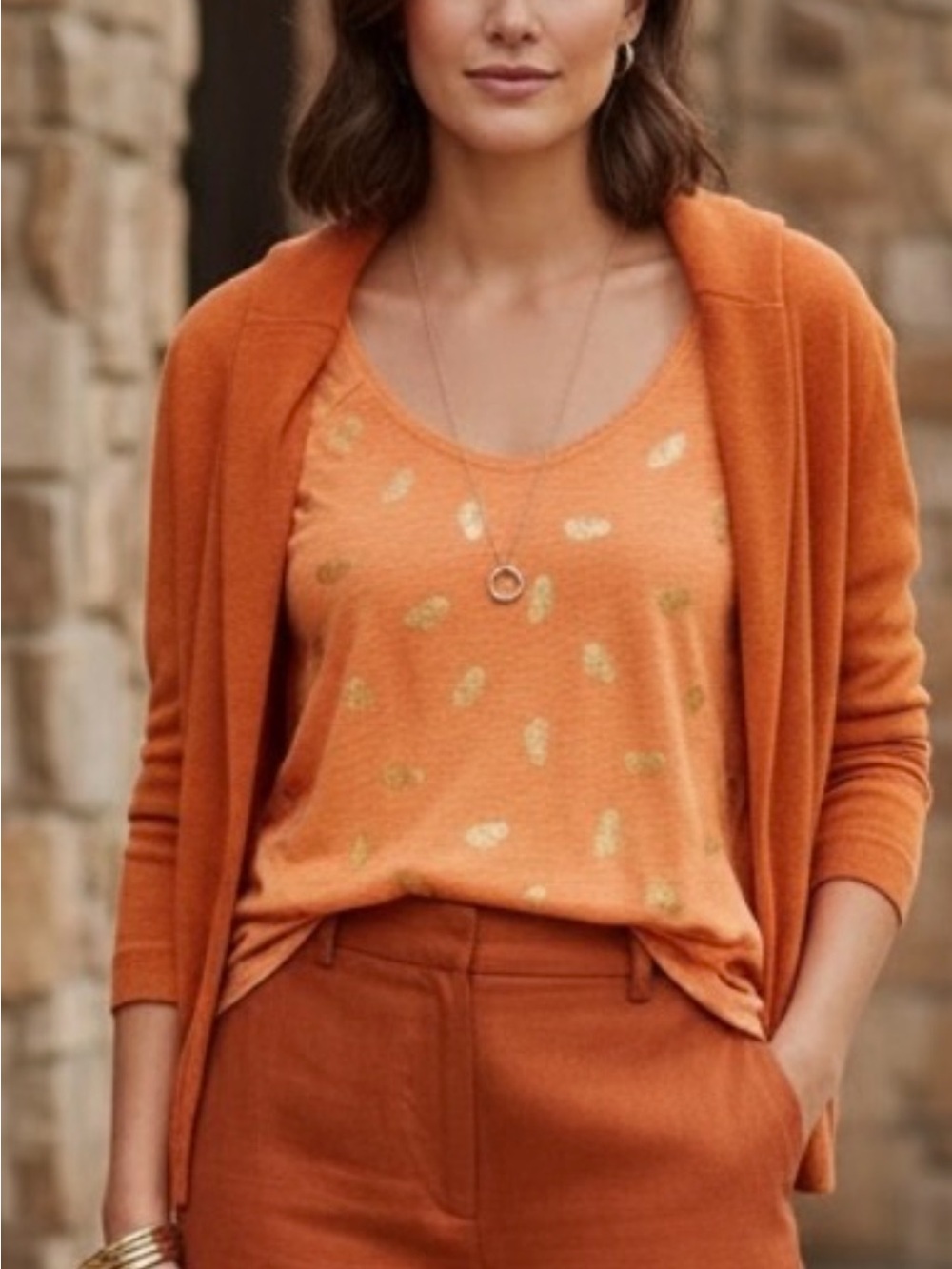 Tommy Bahama Linen Scoop Neck Short Sleeve Top Gold Pineapples
